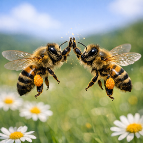 Two bees that high five