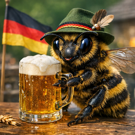 a German bee with a beer mug