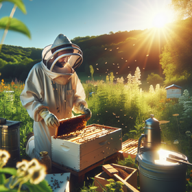 ein Imker der Varroa-Milbe bek&auml;mpft